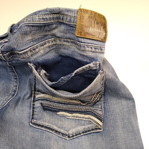 Axe & Crown Slim Straight Jeans Scratchy Seven-Pockets Vintage Wash Tag: W42 L32 - Picture 9 of 13